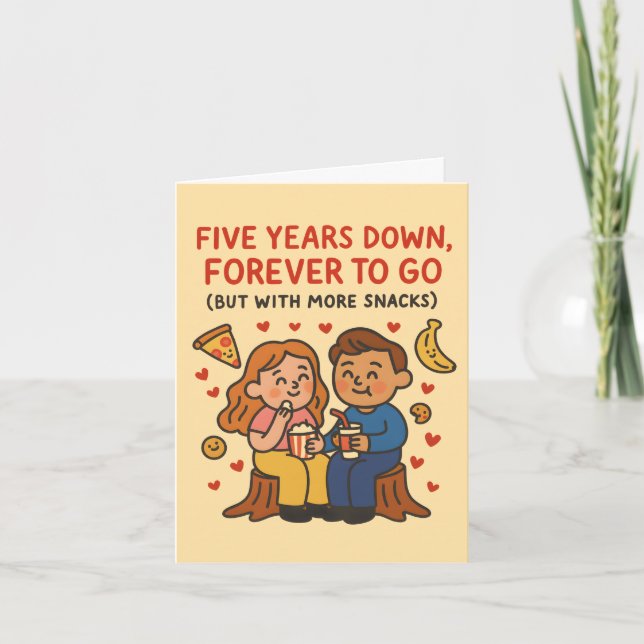 Cartão 5º aniversário de casamento Cinco Anos Passados, P (Frente)