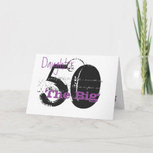 Cartão 50ª filha de aniversário, preto, texto roxo, branc