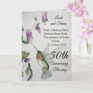 Cartão 50º Aniversário Bênção de Faith Hope Casal de Amor