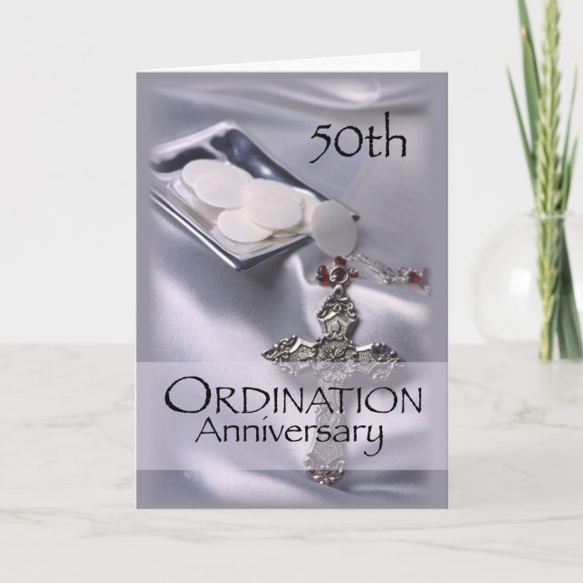 Cartão 50º Aniversário da Portaria com Cross & Hosts em (Frente)