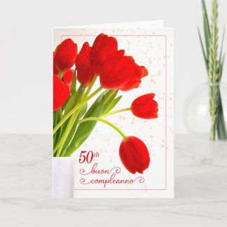 Cartão 50º Aniversário do Buon Italiano Compleanno Red Tu