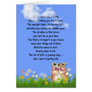 Cartão 50º aniversário do humor sobre envelhecer