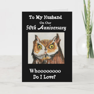 Cartão 50º Aniversário Do Meu Marido Engraçado Coruja Amo