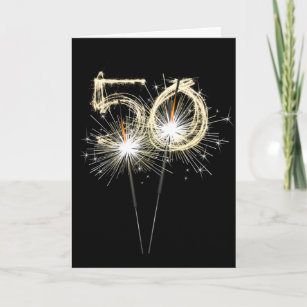 Cartão 50º aniversário dos Sparklers de Preto