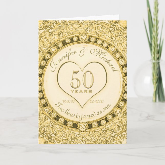 Cartão 50º aniversário Dourado do casamento Dourado (Frente)