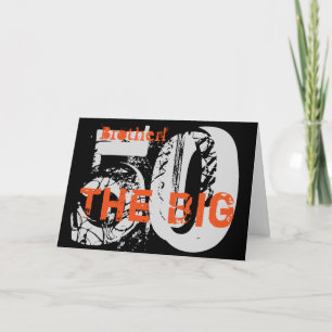 Cartão 50º aniversário, irmão, laranja, preto, branco.