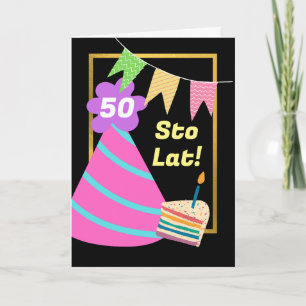 Cartão 50º aniversário no último ano personalizado polonê