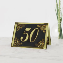 Cartão 50º Aniversário ou Regal Dourado e Negro