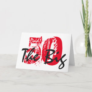 Cartão 50º aniversário para pai, letras brancas e pretas 