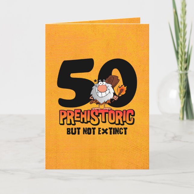 Cartão 50º aniversário pré-histórico (Frente)