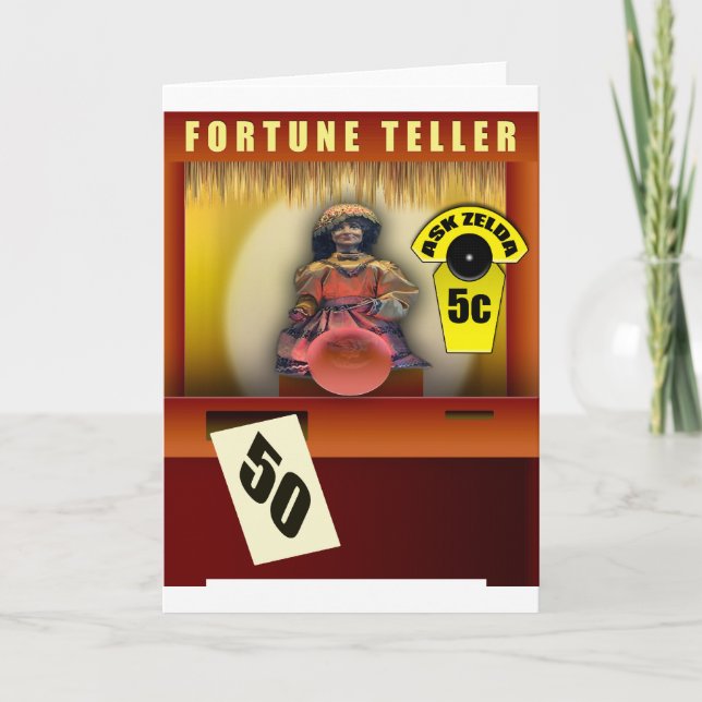 Cartão 50º presente de aniversário, Fortune Teller com Id (Frente)