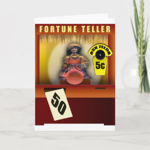 Cartão 50º presente de aniversário, Fortune Teller com Id