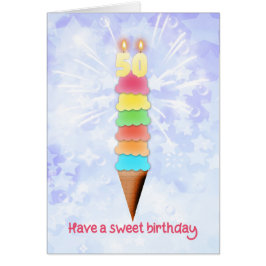 Cartão 50º Sorvete Gigante de Aniversário