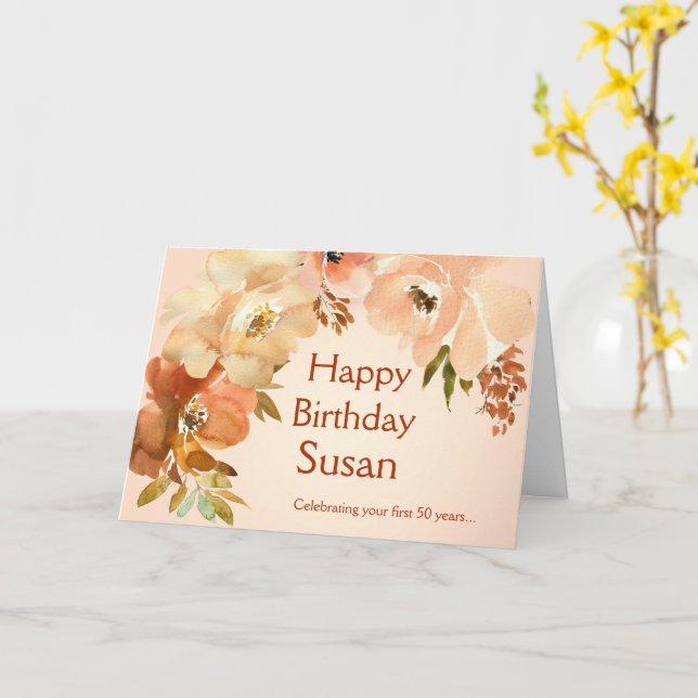 Cartão 50 e aniversário fabuloso (Flor Amarela)