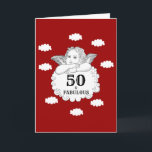 Cartão 50 e Fabulosa 50ª celebração de aniversário<br><div class="desc">O tema de 50º aniversário do cherub com texto facilmente personalizado.
 .</div>