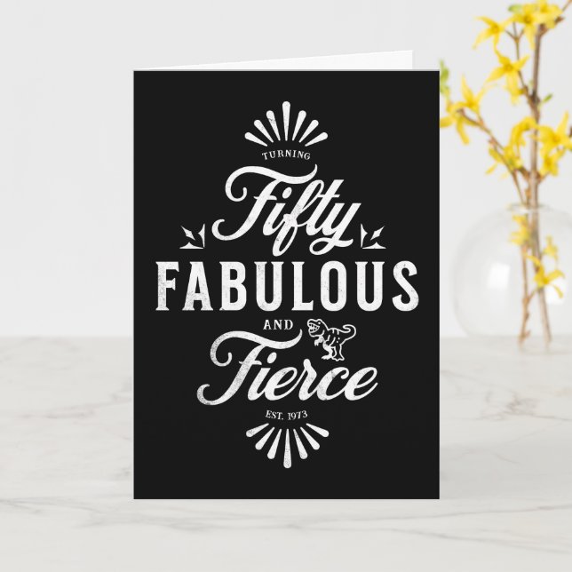 Cartão 50 e Fabuloso Dinossauro Negro e Branco de Anivers (Flor Amarela)