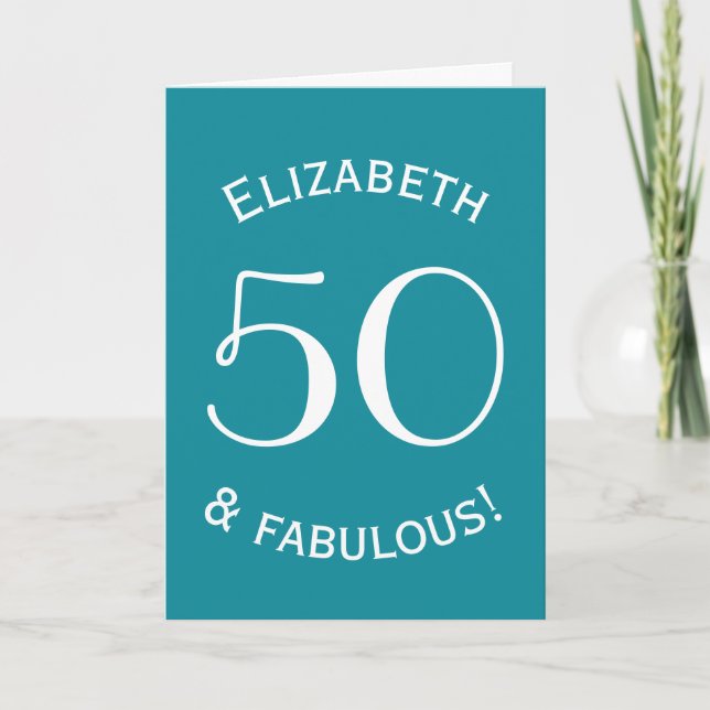 Cartão 50 e Fabuloso estilo simples Cor A03 personalizada (Frente)