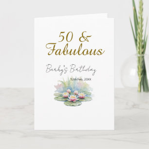 Cartão 50 & fabuloso lótus dourado lírio aquarela