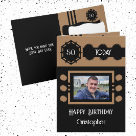 Cartão 50 hoje adicione o nome da foto no aniversário mar