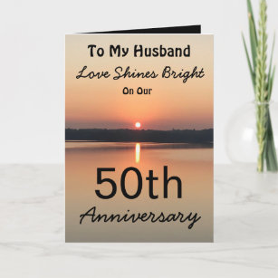 Cartão 50th Anniversary Husband Love Shines Bright Sunset