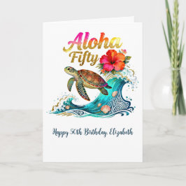 Cartão 50th Fifty Birthday Tropical Ocean Beach Theme