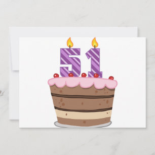 Cartão 51 anos de idade no Bolo de Aniversário
