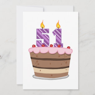 Cartão 51 anos de idade no Bolo de Aniversário