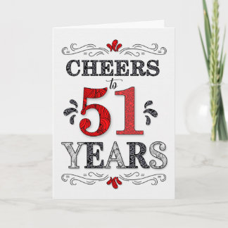 Cartão 51ruas Aniversário Cheers in Red White Black Patte