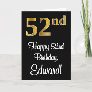 Cartão 52º Aniversário ~ Legant Luxurious Faux Dourado 