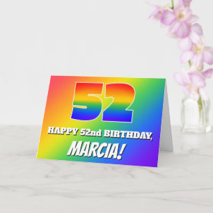 Cartão 52º Aniversário: Padrão de Arco-íris Multicolorido