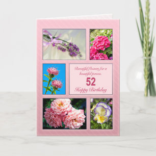 Cartão 52nd birthday, beautiful flowers card