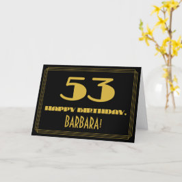 Cartão 53.º Aniversário: Nome + Art Deco Inspiraram "53"