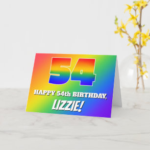 Cartão 54º Aniversário: Padrão Arco-íris Multicolorido # 