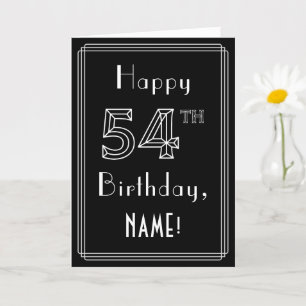 Cartão 54th Birthday: Art Deco Style # 54 & Custom Name