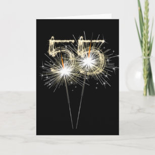 Cartão 55º aniversário dos Sparklers de Preto 