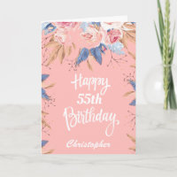 55.º Aniversário Aquarela Cor Botânica Rosa Floral