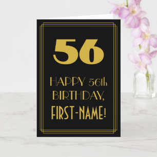 Cartão 56º aniversário ~ Arte Deco Inspirou "56" & Nome