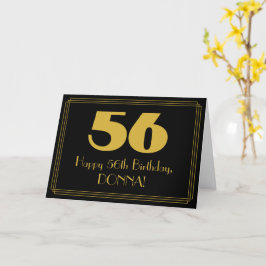 Cartão 56.º aniversário: Art Deco Inspirou "56" & Nome
