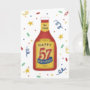 Cartão 57º Aniversário Garrafa Engraçada