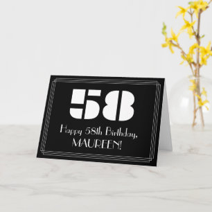 Cartão 58.º aniversário: Art Deco Inspirou o Olho "58" & 