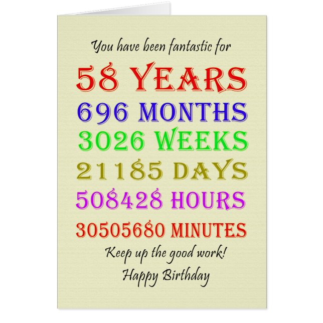 Cartão 58.º Aniversário — Marcos (Frente)