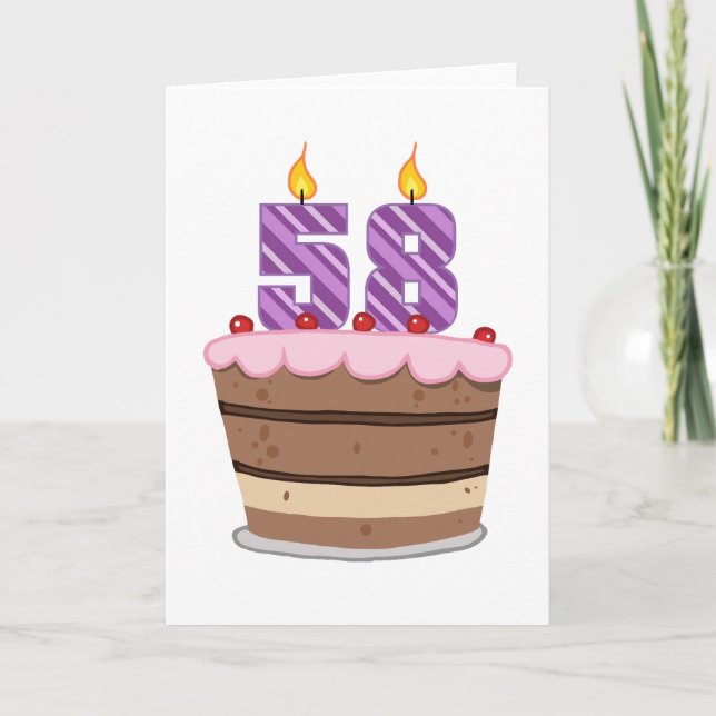 Cartão 58 anos no Bolo de Aniversário (Frente)