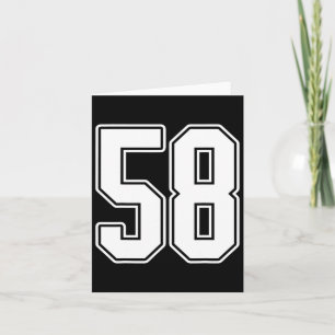 Cartão #58 Contorno Branco Número 58 Estilo de Jersey de 