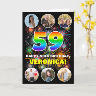 Cartão 59º Aniversário: Divertido Rainbow #, Nome Persona