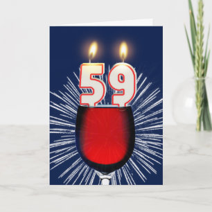 Cartão 59th Birthday with wine and candles
