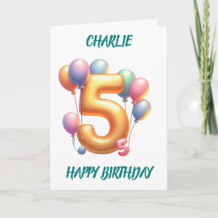 CARTÃO 5 BALÕES DE ANIVERSÁRIO FELIZES ANIVERSÁRIO