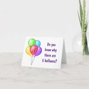 CARTÃO **5 BALÕES** PARA UM **MENINO DE 5 ANOS** ESPECIAL
