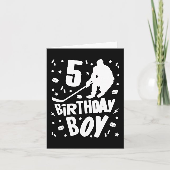 Cartão 5 Birthday Boy Ice Hockey Kids 5 Anos Festa (Frente)