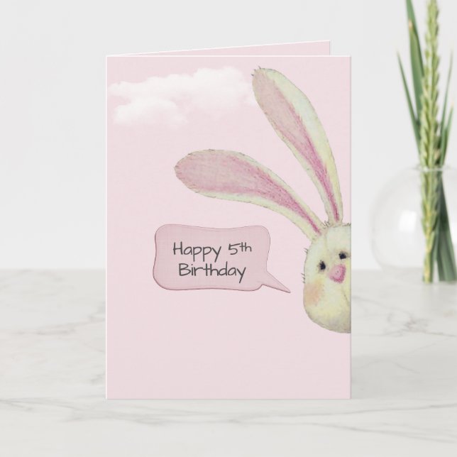 Cartão 5 Birthday Bunny A Rosa (Frente)