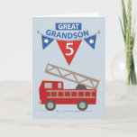 Cartão 5 Birthday Excelente Grandson, Firecaminhão<br><div class="desc">Os desejos de aniversário estão correndo com este belo caminhão de bombeiros vermelho para celebrar o aniversário de 5 do seu neto Excelente!</div>